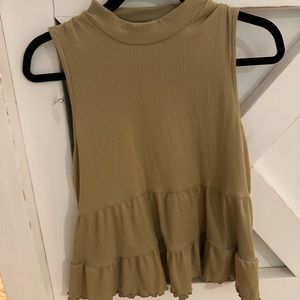 Brown altered state ruffled halter top